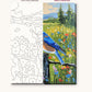 Bluebird on a Fence Post numbered canvas next to the finished painting