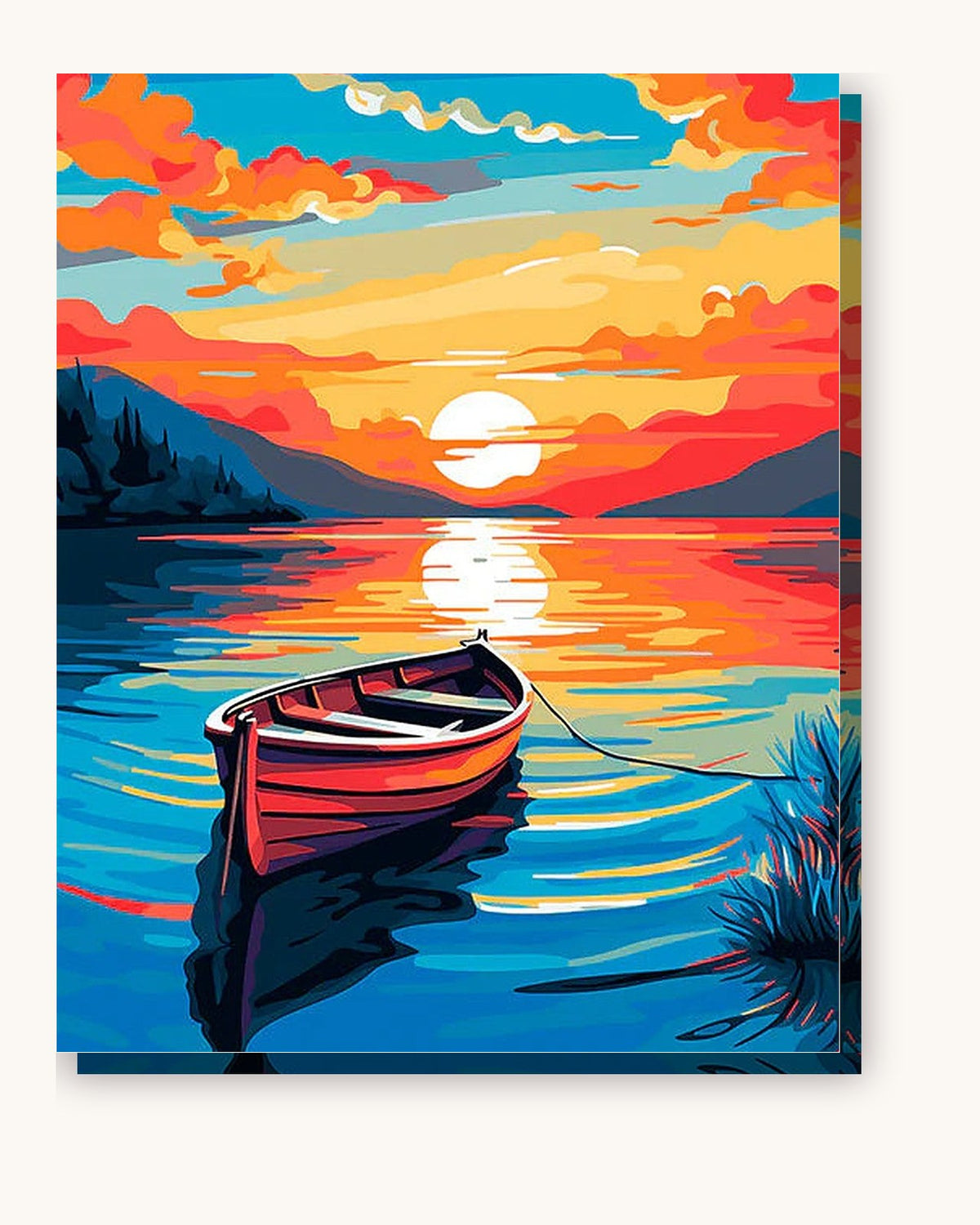 The Boat's Repose paint by numbers kit on stretched canvas