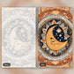 Boho Sun and Moon Wall Art paint by numbers kit, before and after