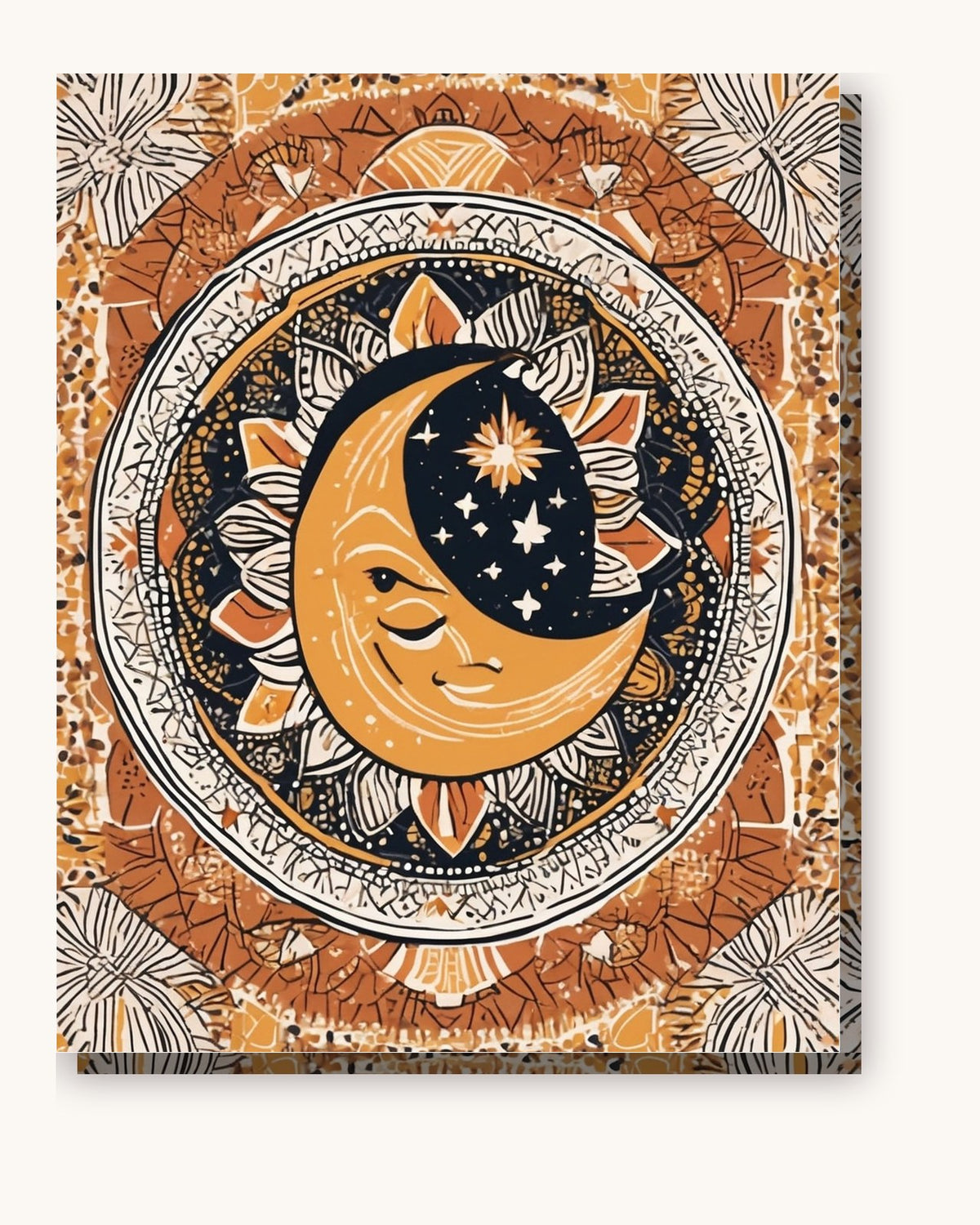 Boho Sun and Moon Wall Art paint by numbers kit on stretched canvas