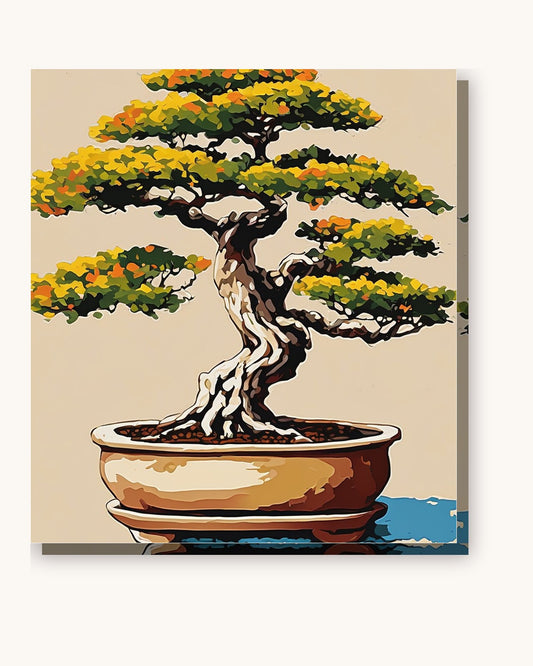 Bonsai Tree in a Clay Pot paint by numbers kit on stretched canvas
