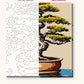 Bonsai Tree in a Clay Pot numbered canvas next to the finished painting