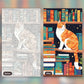 Bookshelf Cat paint by numbers kit, before and after