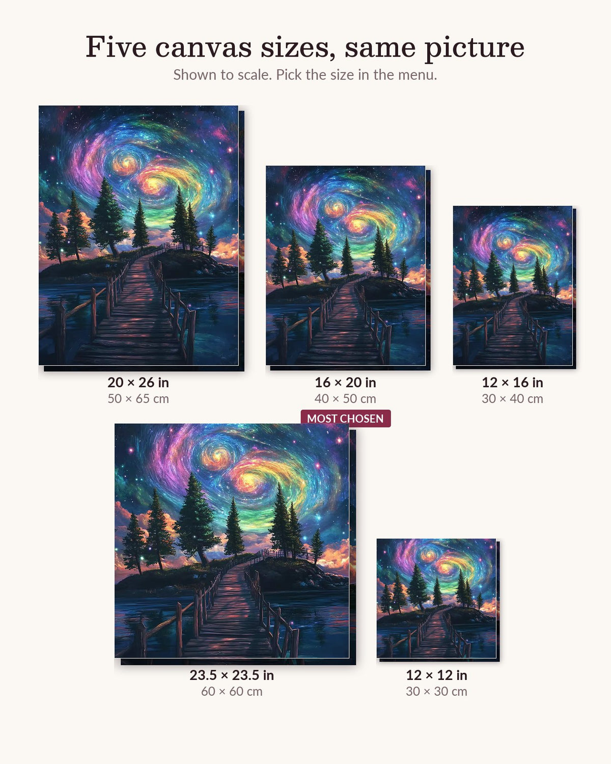 Bridge Between Earth and Space canvas sizes from 12 x 12 to 23.5 x 23.5 inches