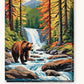 Brown Bear by the Forest Waterfall paint by numbers kit on stretched canvas