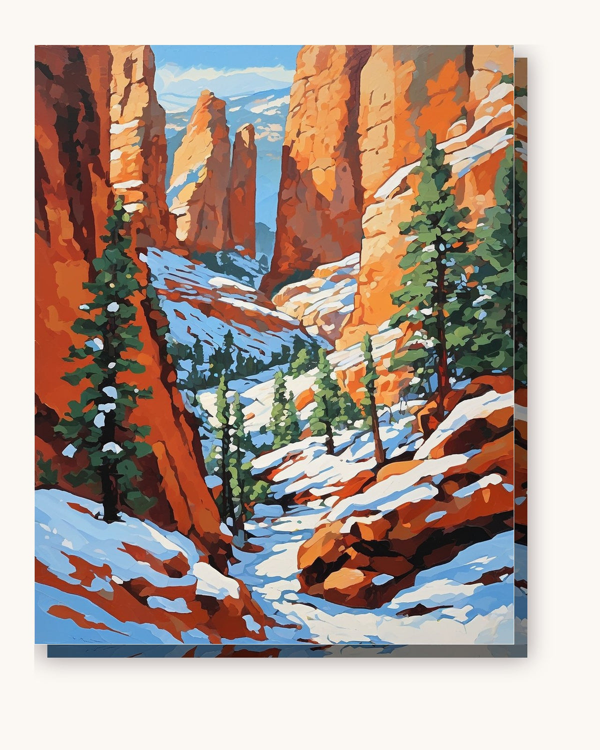 Bryce Canyon in Snow paint by numbers kit on stretched canvas