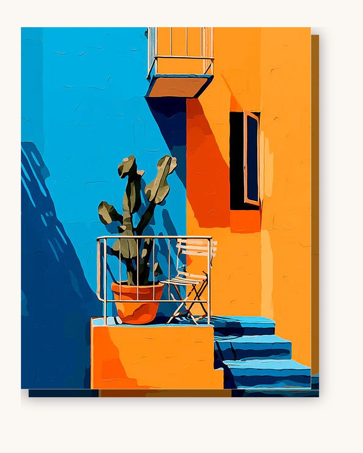 Balcony of Cacti paint by numbers kit on stretched canvas