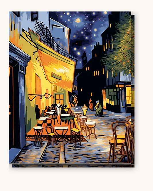 Cafe Terrace paint by numbers kit on stretched canvas