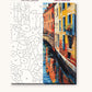 Canal Bridge with Bicycles and Flowers numbered canvas next to the finished painting