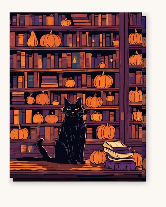 Candlelit Bookshop paint by numbers kit on stretched canvas