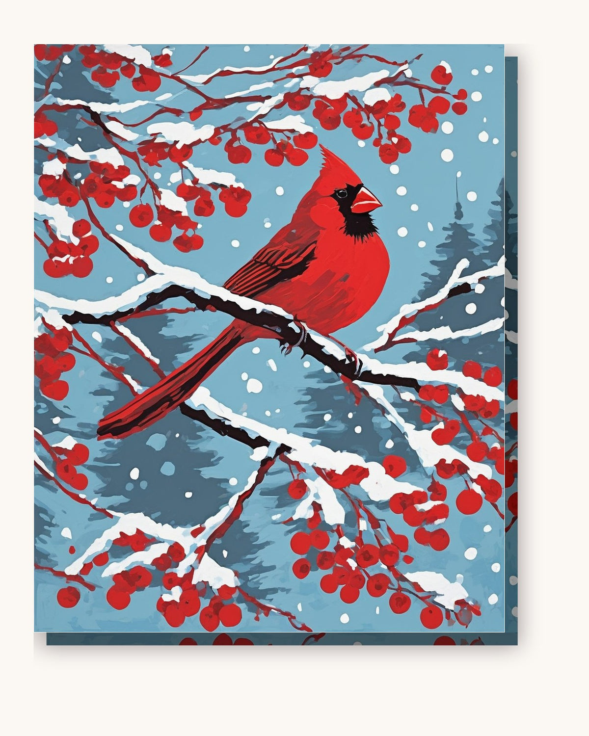 Cardinal in the Winter Berries paint by numbers kit on stretched canvas