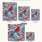 Cardinal in the Winter Berries canvas sizes from 12 x 12 to 23.5 x 23.5 inches