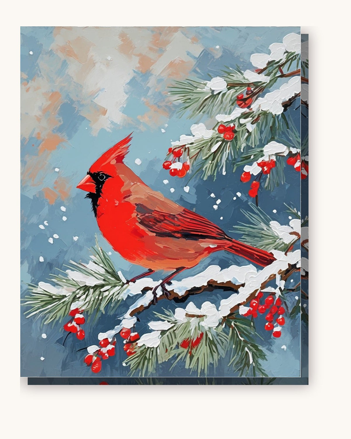 Cardinal on the Snowy Pine paint by numbers kit on stretched canvas