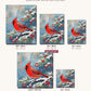 Cardinal on the Snowy Pine canvas sizes from 12 x 12 to 23.5 x 23.5 inches