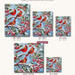 Cardinals on a Snowy Holly Branch canvas sizes from 12 x 12 to 23.5 x 23.5 inches