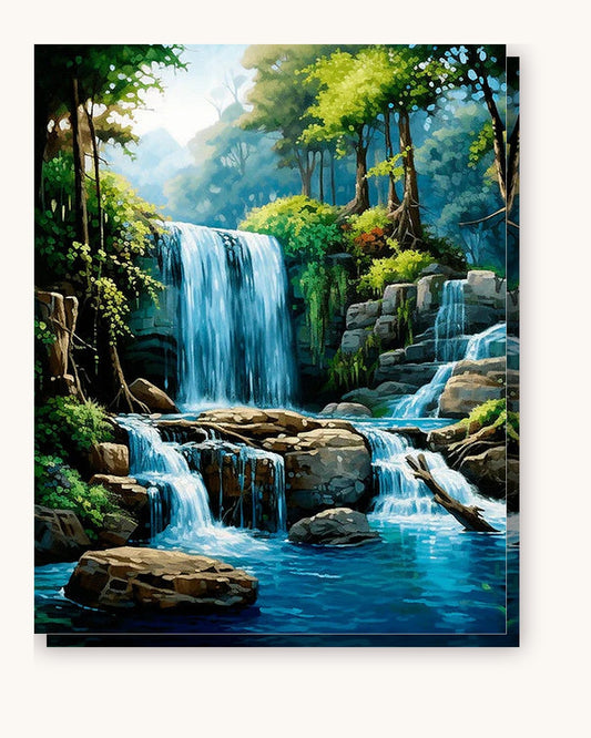 Haven of Falls paint by numbers kit on stretched canvas