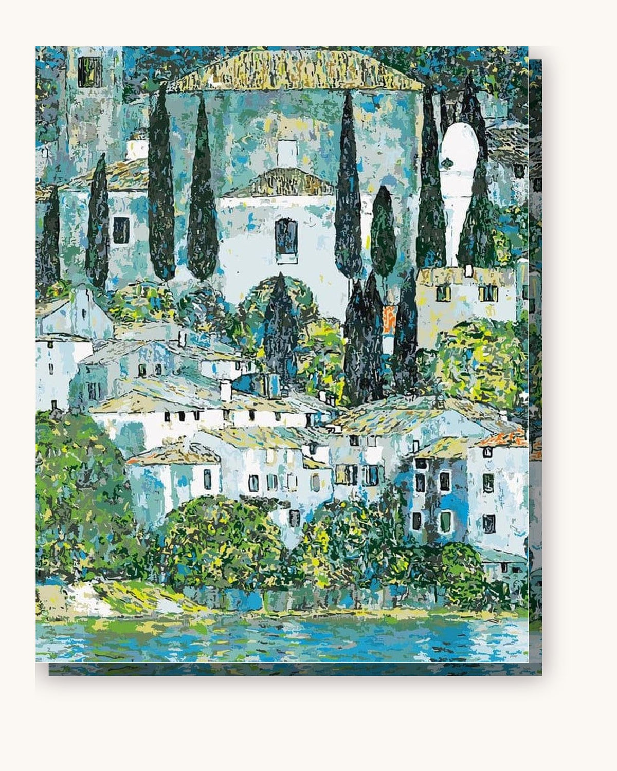 Church in Cassone paint by numbers kit on stretched canvas