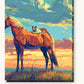 Cat and Horse Friendship paint by numbers kit on stretched canvas