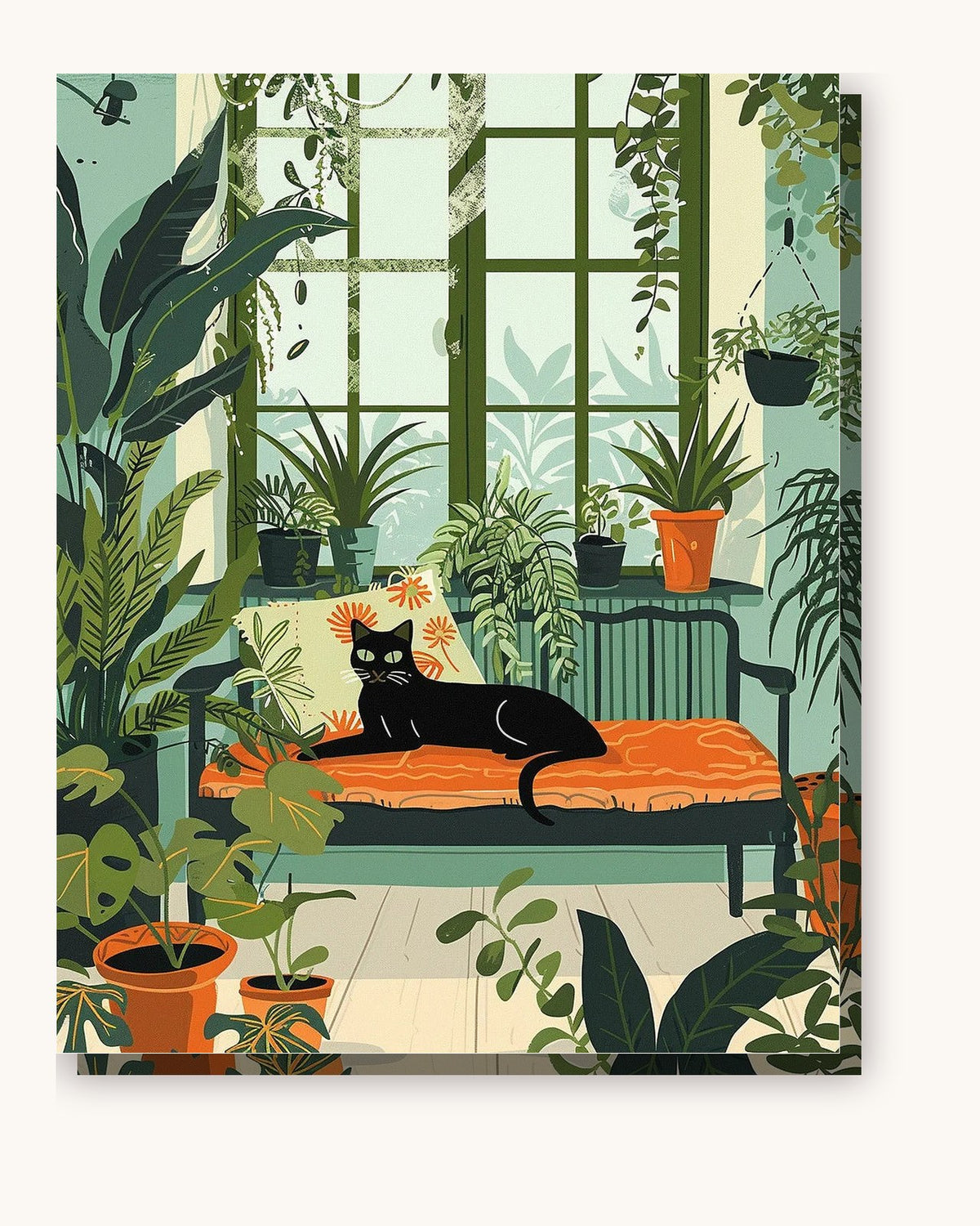 Cat In Living Room paint by numbers kit on stretched canvas