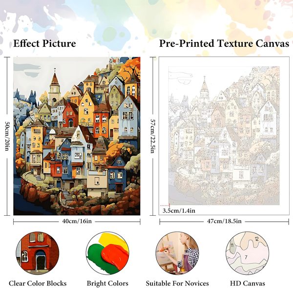 Haunted House on the Hill paint by numbers kit, painting in progress
