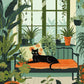 Cat In Living Room Painting - Premium Paint by Numbers Paint
