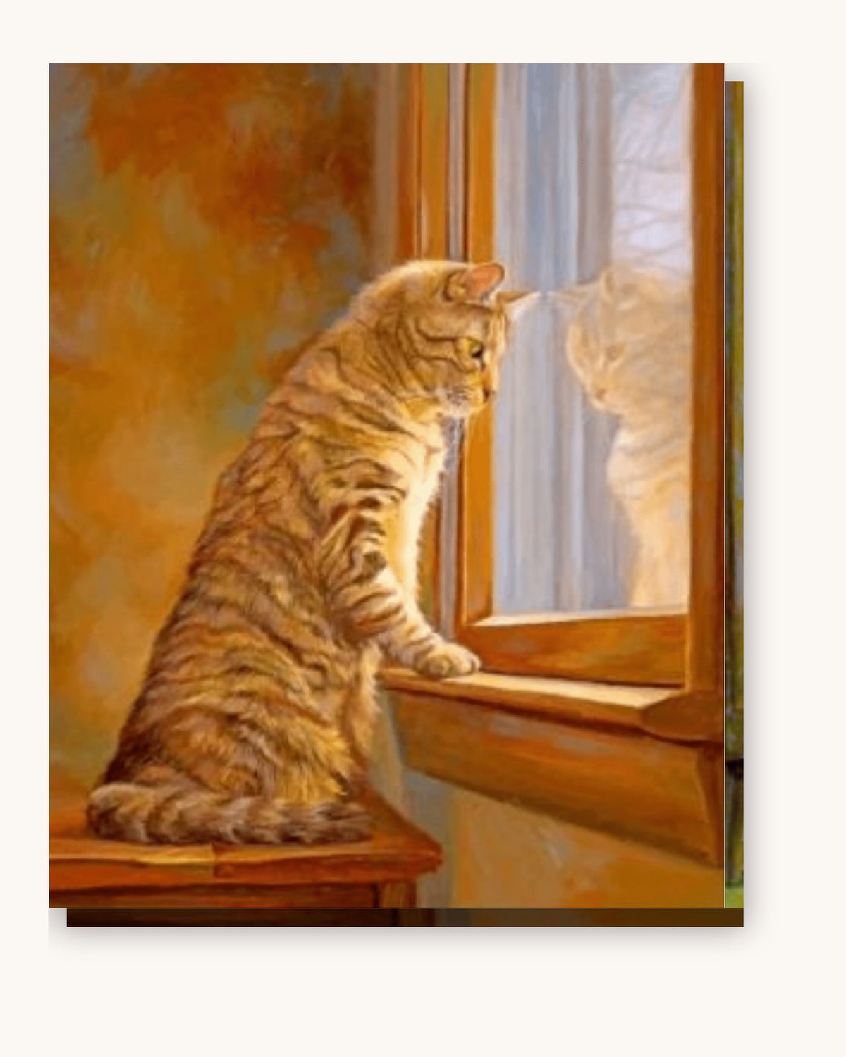 Curious Cat paint by numbers kit on stretched canvas