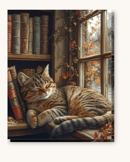 Cat Sleeping in Closet paint by numbers kit on stretched canvas