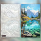 Rocky Mountains Lake Reflection paint by numbers kit, before and after