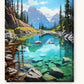Rocky Mountains Lake Reflection paint by numbers kit on stretched canvas