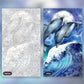 Celestial Surfing paint by numbers kit, before and after