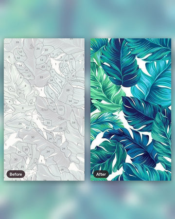 Charming Peacock paint by numbers kit, before and after