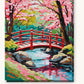 Cherry Blossom Bridge paint by numbers kit on stretched canvas