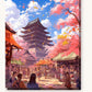 Cherry Blossom Festival paint by numbers kit on stretched canvas