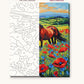 Chestnut Horse in the Wildflowers numbered canvas next to the finished painting