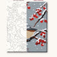 Chickadee in Winter Berries numbered canvas next to the finished painting