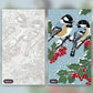 Chickadees on a Frosted Holly Branch Painting by Numbers Kit paint by numbers kit, before and after