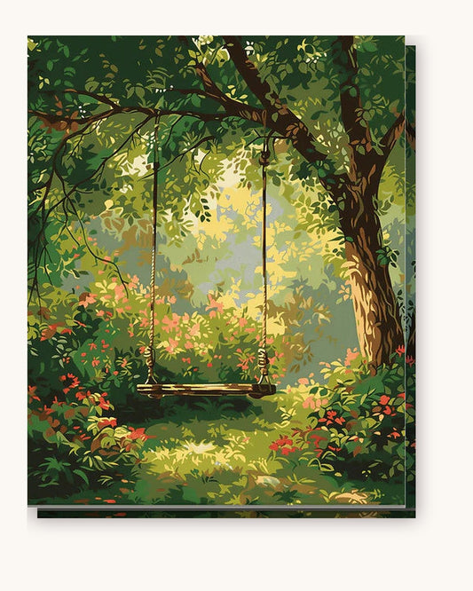 Childhood Swing paint by numbers kit on stretched canvas