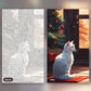 Christmas Cat paint by numbers kit, before and after