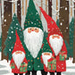 Christmas Gnomes in the Snow paint by numbers kit, gnomes with long hats and white beards holding presents
