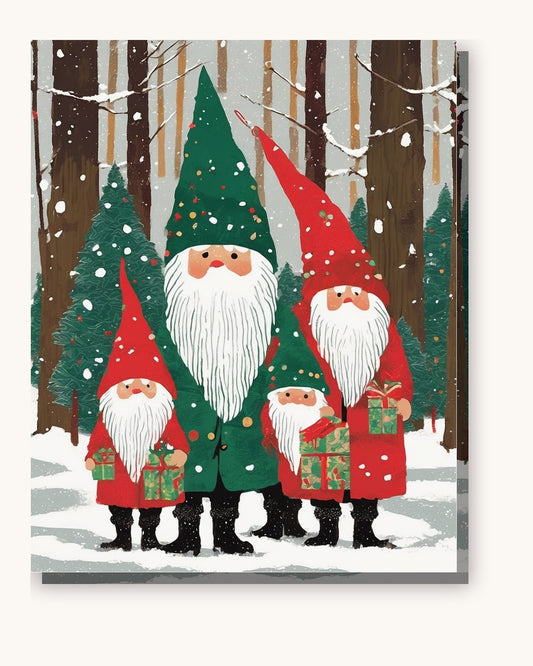 Christmas Gnomes in the Snow paint by numbers kit on stretched canvas