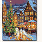 Christmas Market Square at Night paint by numbers kit on stretched canvas