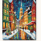 Christmas Market Street paint by numbers kit on stretched canvas