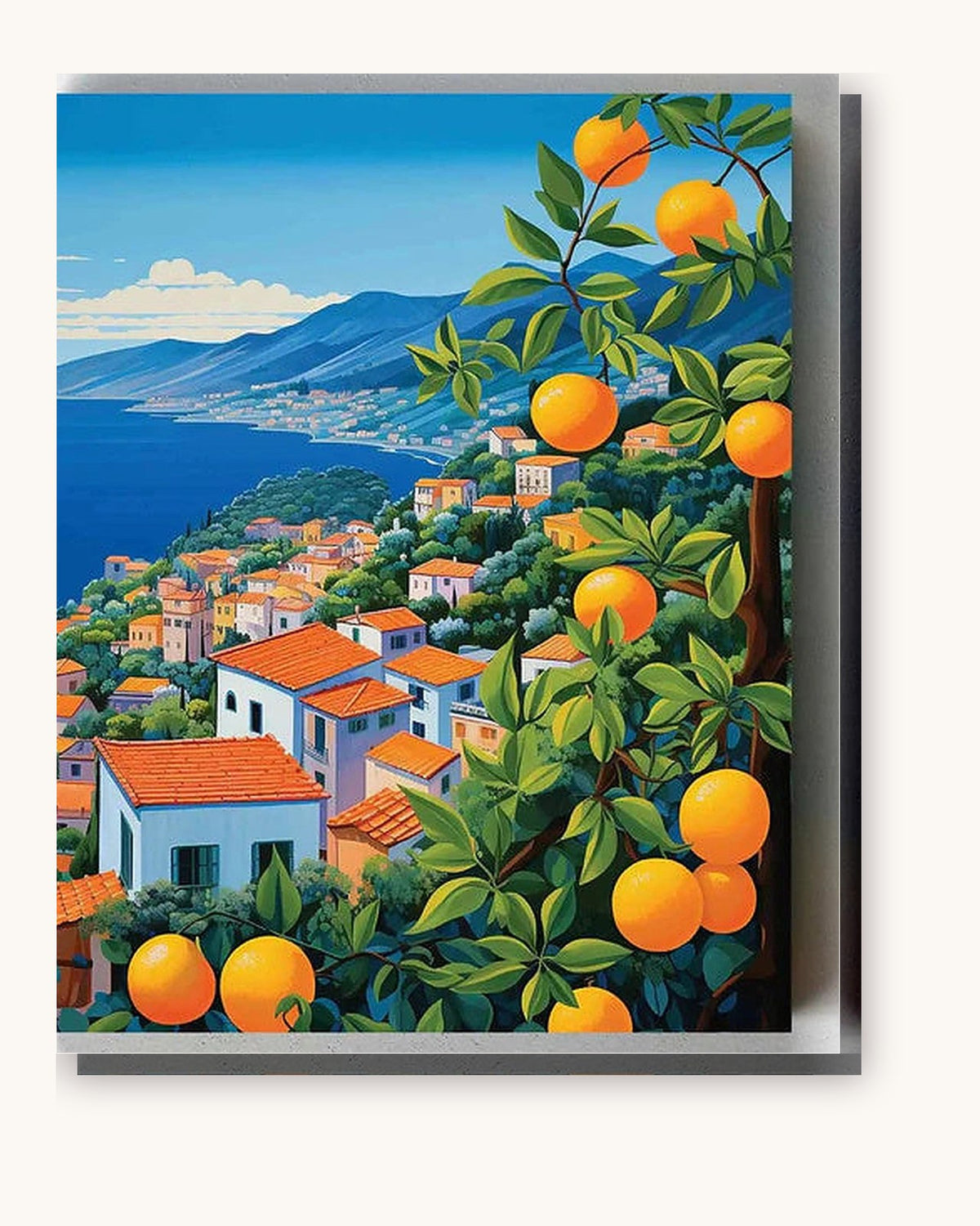 The Orange Coast paint by numbers kit on stretched canvas