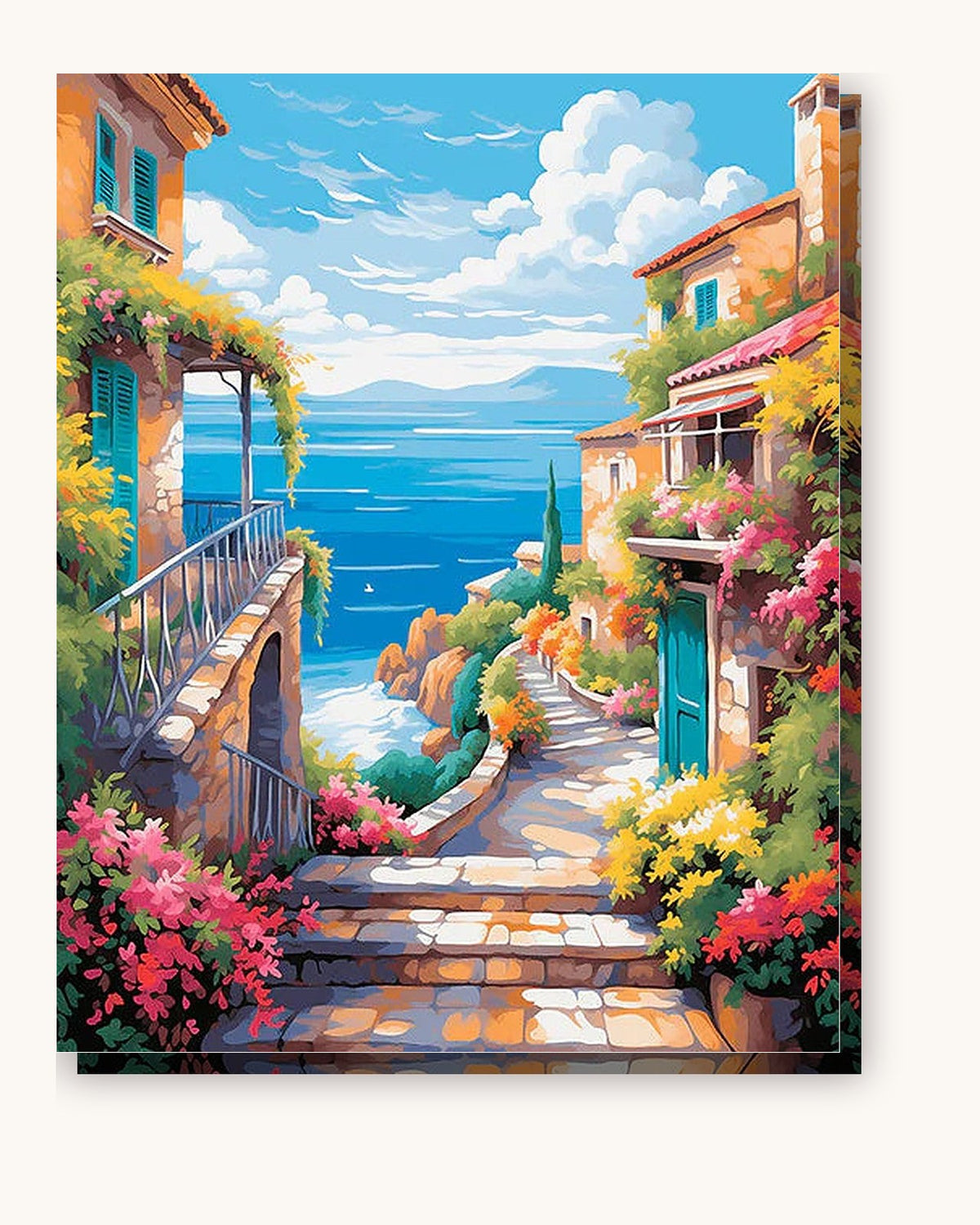 City Seaside Flora paint by numbers kit on stretched canvas