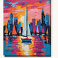 City Skyline with Sailboats at Dusk paint by numbers kit on stretched canvas