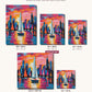 City Skyline with Sailboats at Dusk canvas sizes from 12 x 12 to 23.5 x 23.5 inches