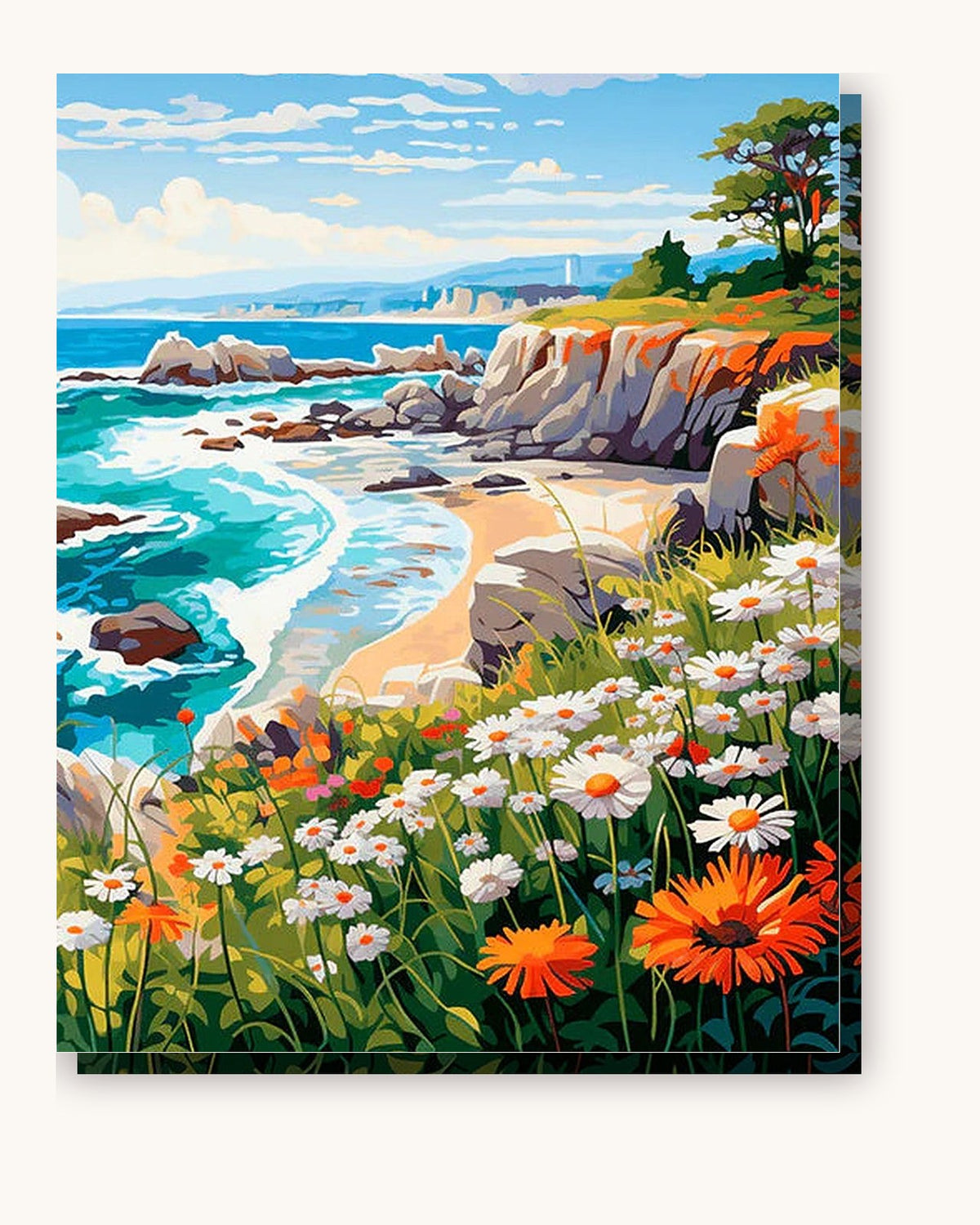 Coastal Bloom Vista paint by numbers kit on stretched canvas