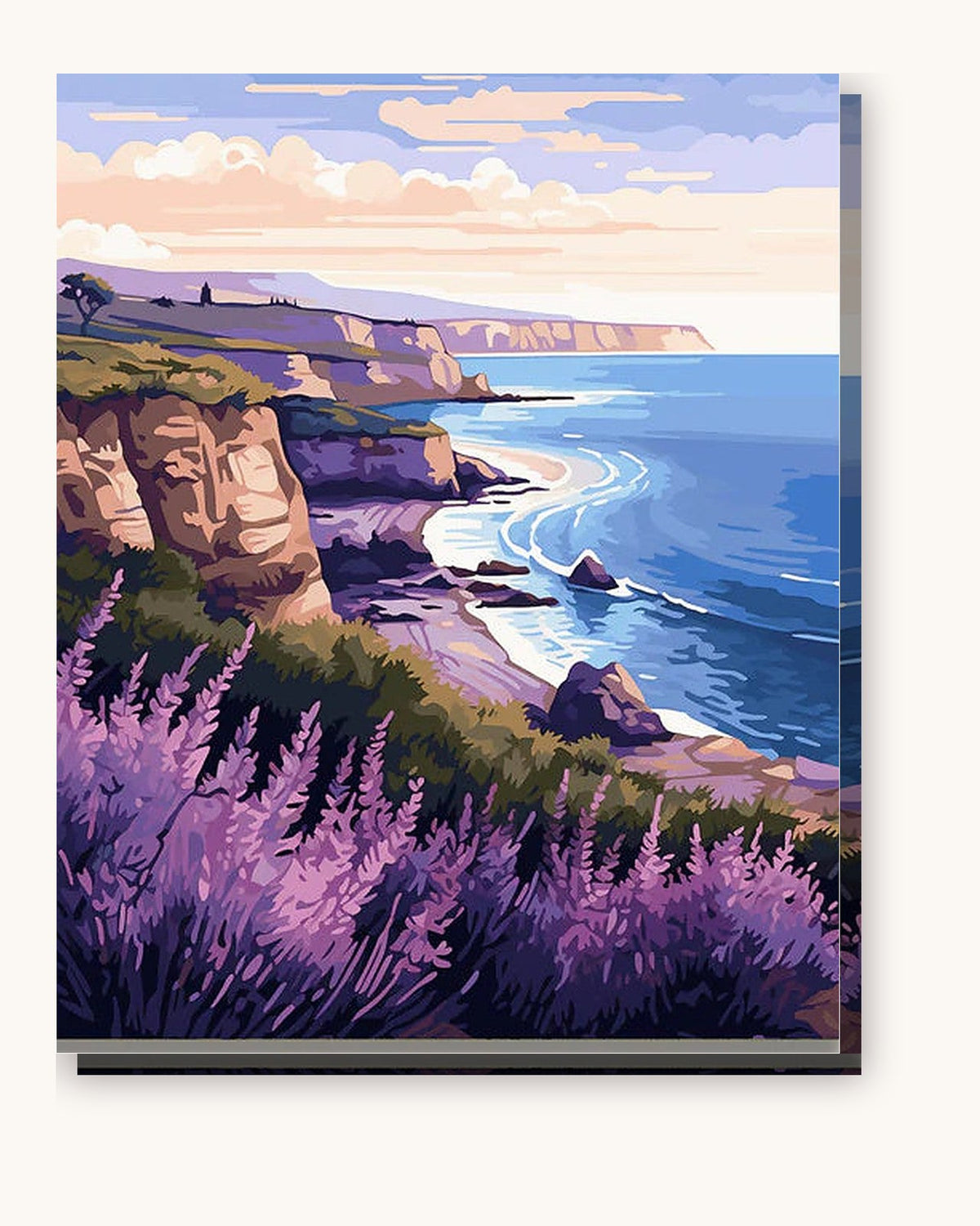 Coastal Lavender paint by numbers kit on stretched canvas