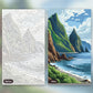 Coastal Mountains paint by numbers kit, before and after