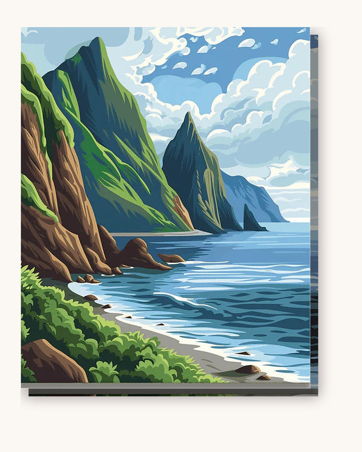 Coastal Mountains paint by numbers kit on stretched canvas
